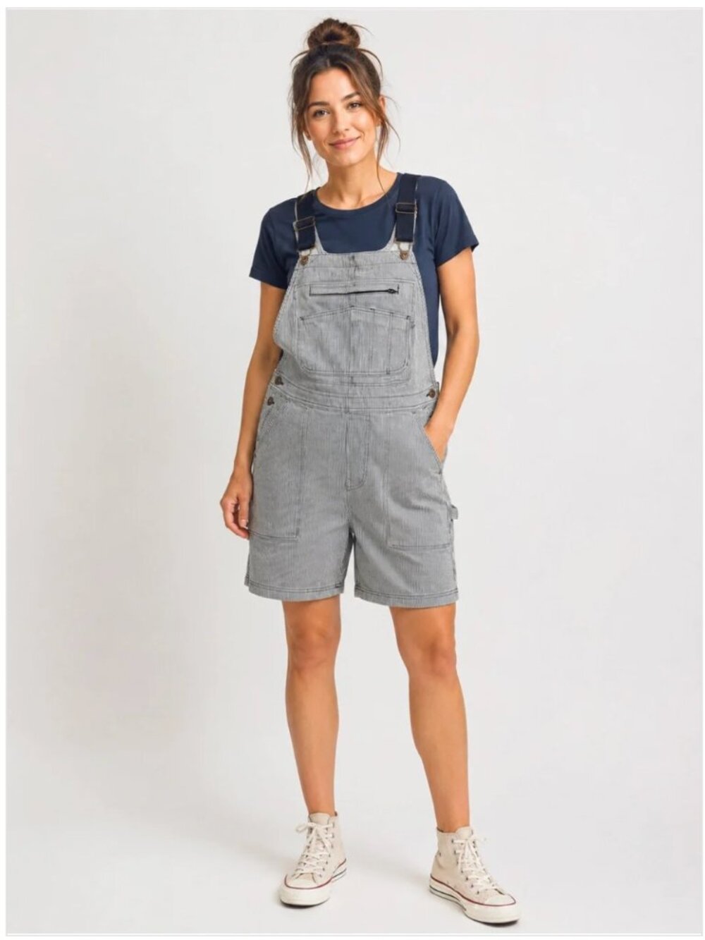 Duluth Railroad Striped Shortalls Bib Overalls Large